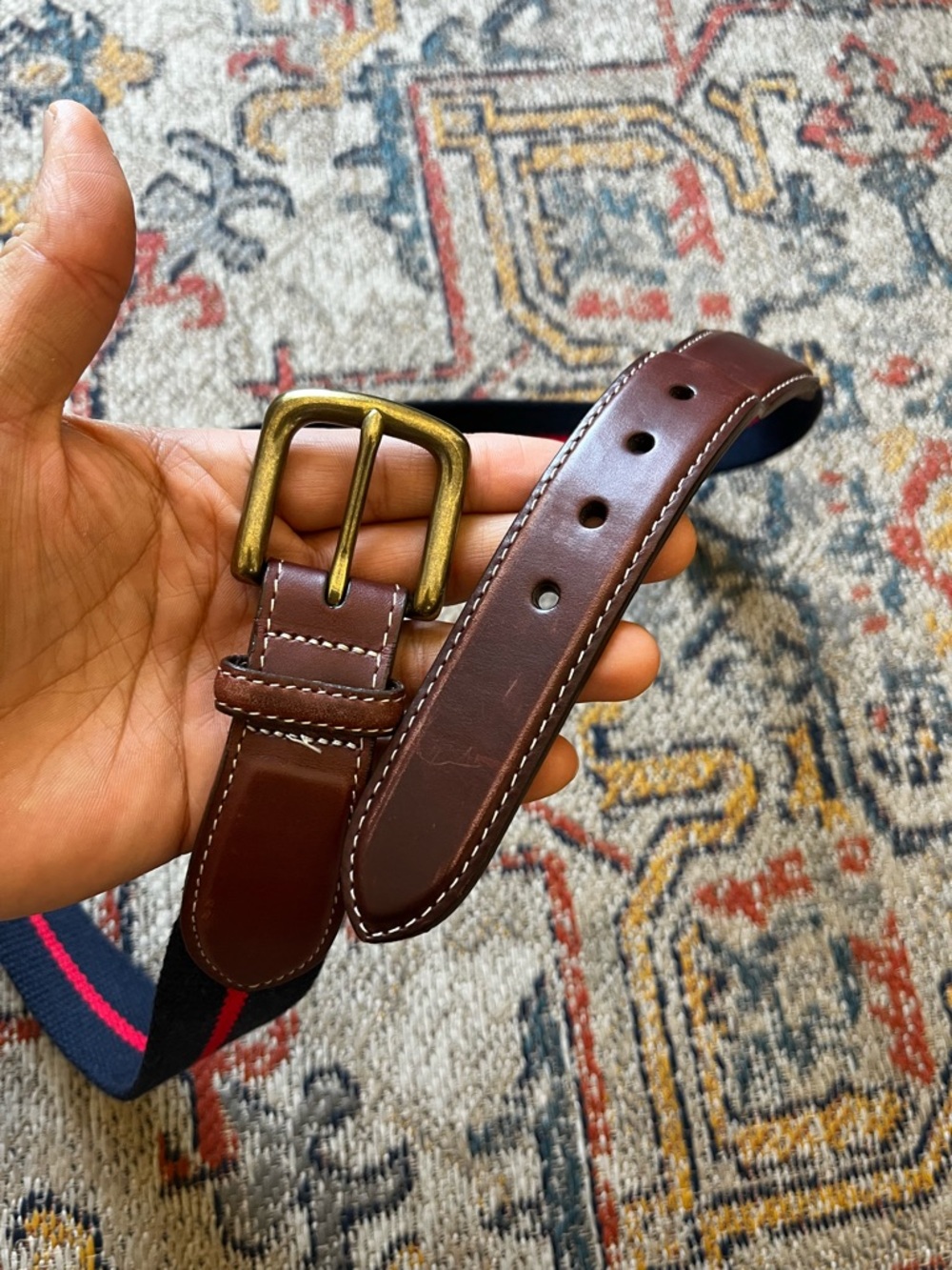 Vintage Orvis Brown Leather Men’s Belt with Brass Buckle 36